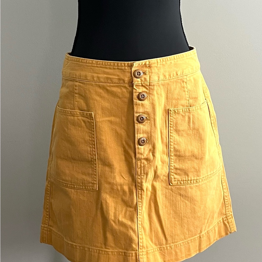 GAP Mustard A-Line Skirt with Button Detail